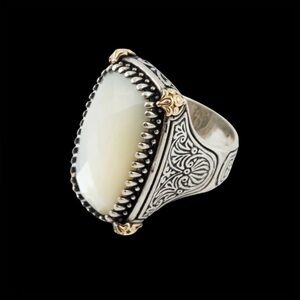Konstantino 18k gold faceted mother of pearl and sterling silver ring